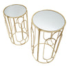 Tavolinetti Arty coppia in metallo color oro ripiano in vetro per interni set da 2