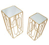 Tavolinetti Arty coppia in metallo color oro ripiano in vetro per interni set da 2