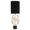 Lampada da tavolo Circly in metallo color oro e tessuto colore nero per interni