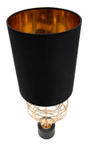 Lampada da tavolo Circly in metallo color oro e tessuto colore nero per interni