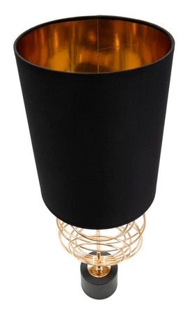 Lampada da tavolo "Circly" in metallo color oro e tessuto colore nero per interni