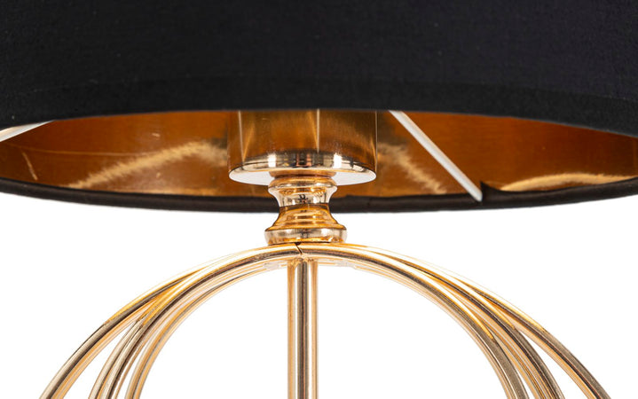 Lampada da tavolo "Circly" in metallo color oro e tessuto colore nero per interni