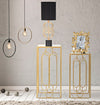 Lampada da tavolo Circly in metallo color oro e tessuto colore nero per interni