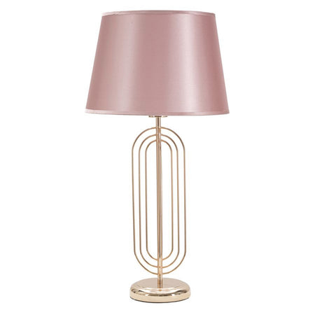 Lampada da tavolo "Krista" in metallo color oro e tessuto colore rosa per interni