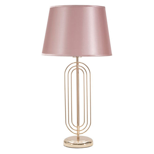 Lampada da tavolo Krista in metallo color oro e tessuto colore rosa per interni