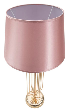 Lampada da tavolo "Krista" in metallo color oro e tessuto colore rosa per interni