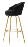 Sgabello da bar Vienna in tessuto gambe in metallo color oro per interni