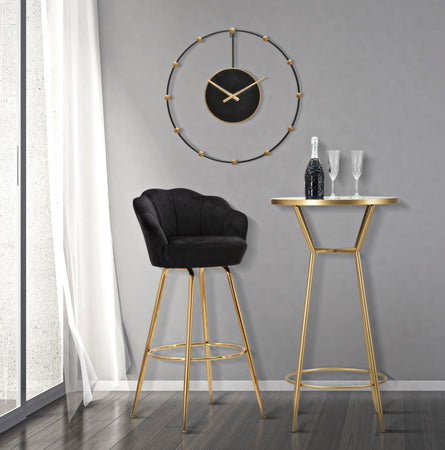 Sgabello da bar "Vienna" in tessuto gambe in metallo color oro per interni