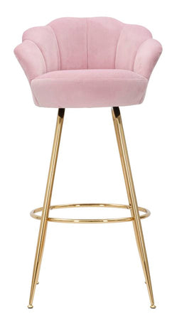 Sgabello da bar "Vienna" in tessuto gambe in metallo color oro per interni