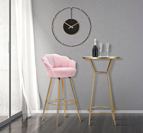 Sgabello da bar "Vienna" in tessuto gambe in metallo color oro per interni