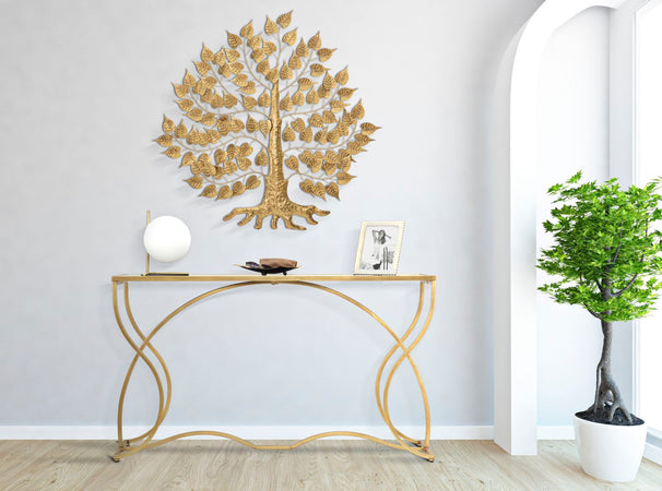 Console "Sunshine" struttura in metallo e ripiano in vetro per interni