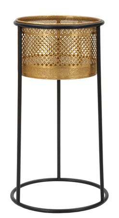 Porta vaso color oro con supporto in metallo per interni