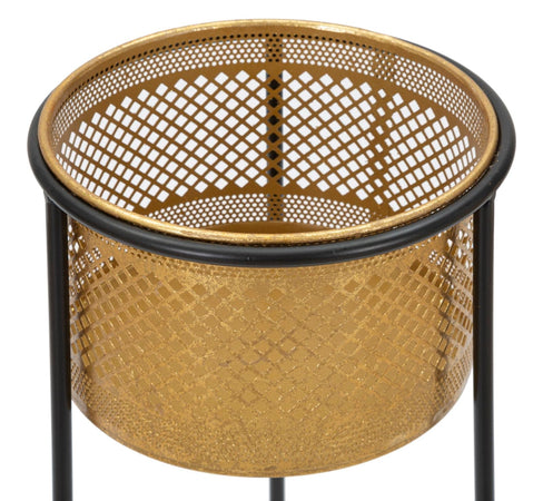Porta vaso color oro con supporto in metallo per interni