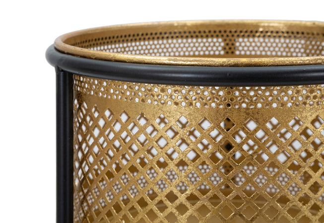 Porta vaso color oro con supporto in metallo per interni