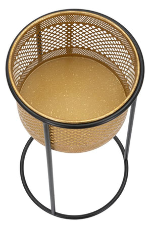 Porta vaso color oro con supporto in metallo per interni