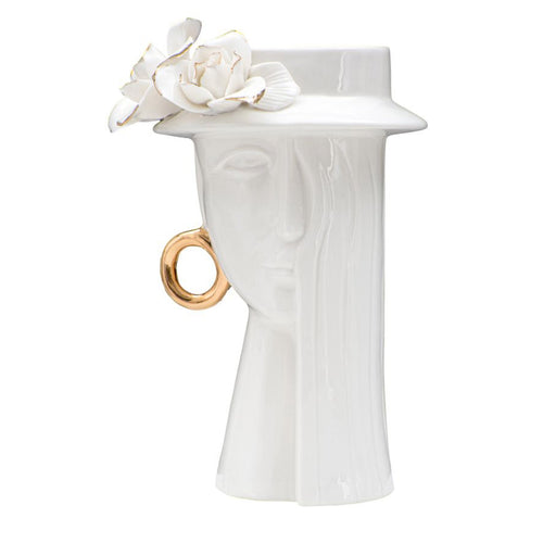 Vaso decorativo donna in porcellana bianca per decorazioni ambienti
