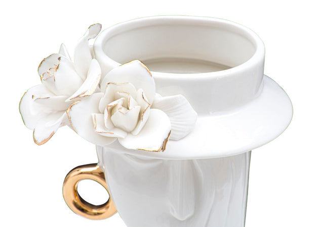 Vaso decorativo donna in porcellana bianca per decorazioni ambienti