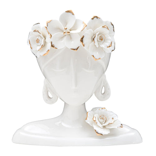 Vaso giovane donna in porcellana bianca per decorazioni ambienti
