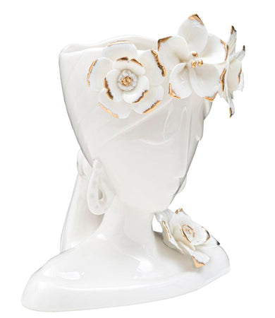Vaso giovane donna in porcellana bianca per decorazioni ambienti