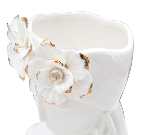 Vaso giovane donna in porcellana bianca per decorazioni ambienti