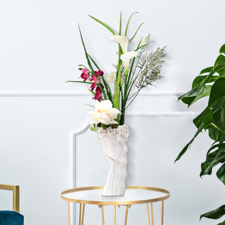 Vaso a forma di donna in porcellana bianca per decorazioni ambienti