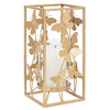 Porta candela struttura in metallo color oro con farfalle per interni