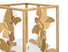 Porta candela struttura in metallo color oro con farfalle per interni
