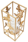 Porta candela struttura in metallo color oro con farfalle per interni