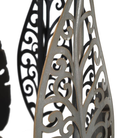 Tavolinetti coppia in metallo e legno con foglie ripiano in vetro per interni set da 2