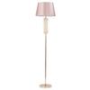 Lampada da terra Ovy in metallo color oro e tessuto colore rosa per interni