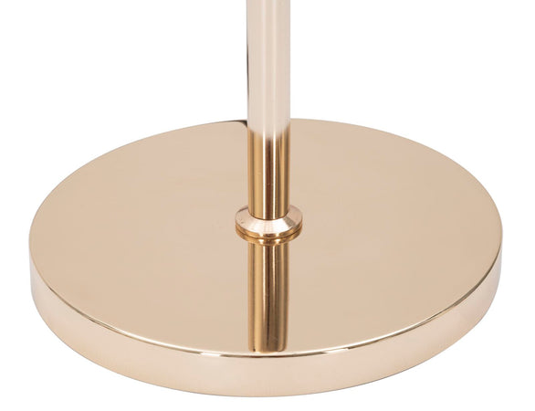 Lampada da terra "Ovy" in metallo color oro e tessuto colore rosa per interni