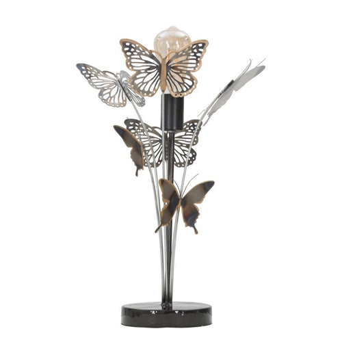 Lampada da tavolo in metallo con decorazioni farfalle per interni