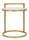 Tavolinetto struttura in metallo color oro ripiano in marmo per interni
