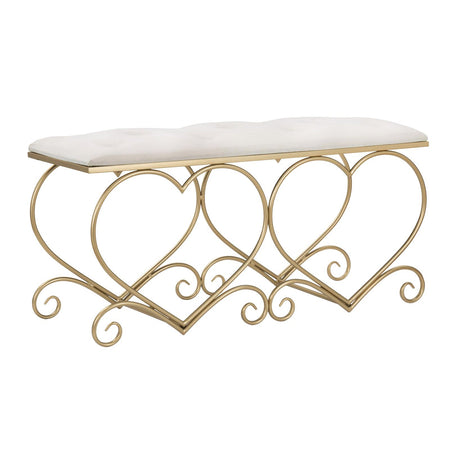 Panca "Heart" in poliestere struttura in metallo color oro per interni