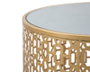 Tavolinetti coppia Oblin struttura in ferro color oro ripiano in vetro set da 2