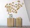 Tavolinetti coppia Oblin struttura in ferro color oro ripiano in vetro set da 2