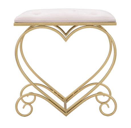 Sgabello "Heart" in poliestere struttura in metallo color oro per interni