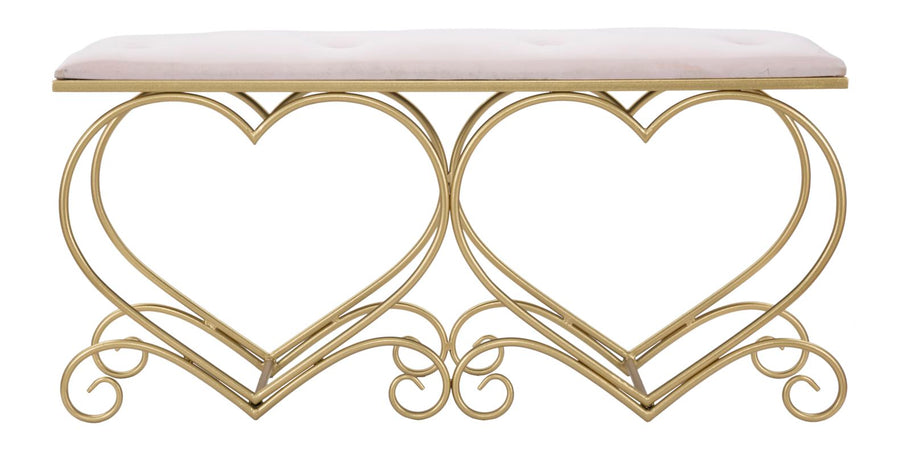 Panca "Heart" in poliestere struttura in metallo color oro per interni