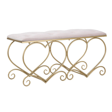 Panca "Heart" in poliestere struttura in metallo color oro per interni