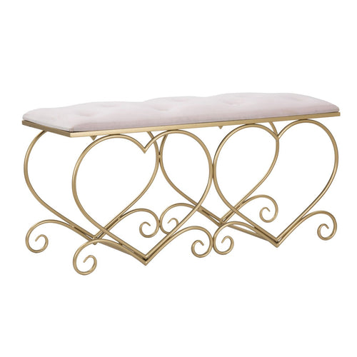Panca Heart in poliestere struttura in metallo color oro per interni