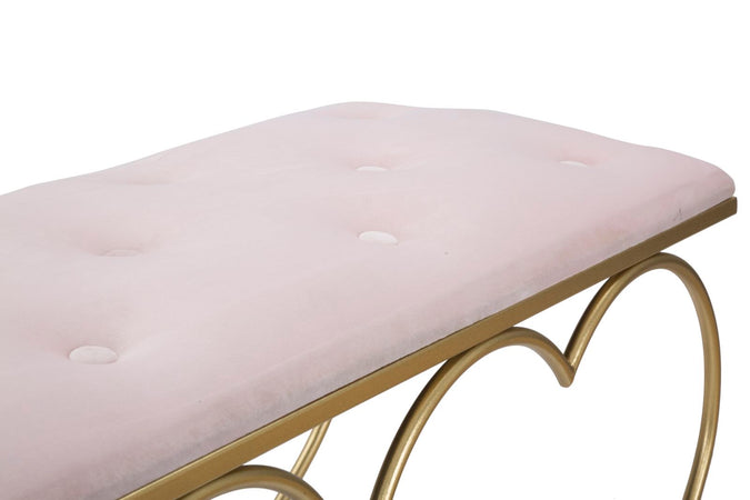 Panca "Heart" in poliestere struttura in metallo color oro per interni