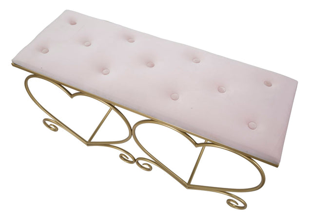 Panca "Heart" in poliestere struttura in metallo color oro per interni
