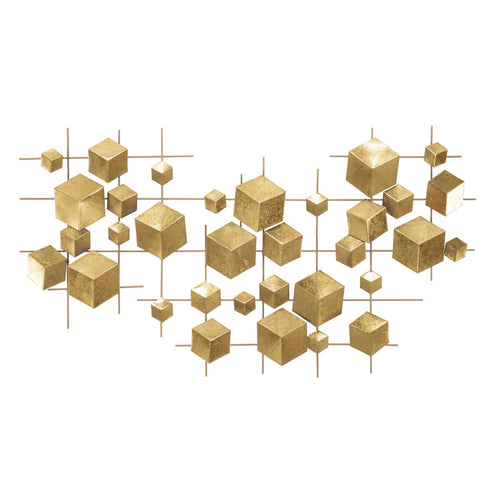 Pannello cubi decorativi color oro in ferro per decorazioni ambienti