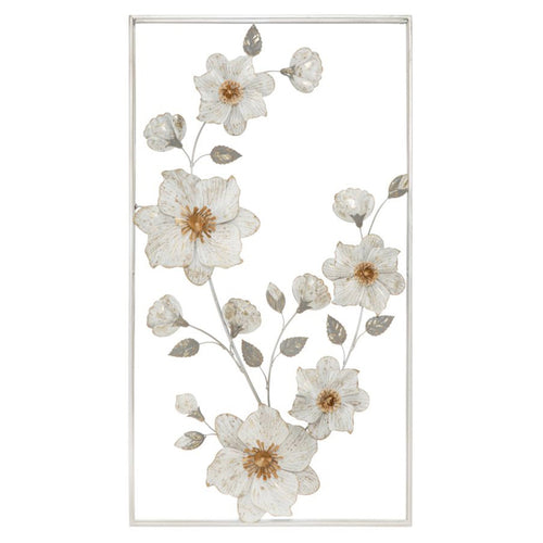 Pannello fiori decorativi colore bianco in ferro per decorazioni ambienti
