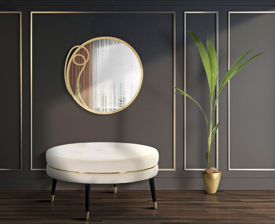 Specchio da parete in ferro color oro per bagni e camere da letto