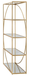 Libreria Glamy in metallo color oro con 5 ripiani in vetro per interno