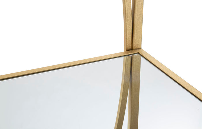 Libreria "Glamy" in metallo color oro con 5 ripiani in vetro per interno