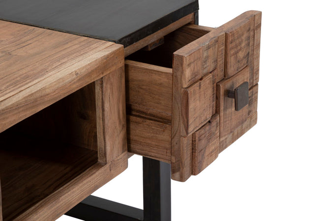 Tavolo da caffè "Mumbai" in legno di acacia con cassetti per interni