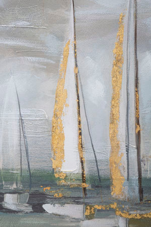 Dipinto su tela barche a vela con telaio in legno per decorazioni ambienti