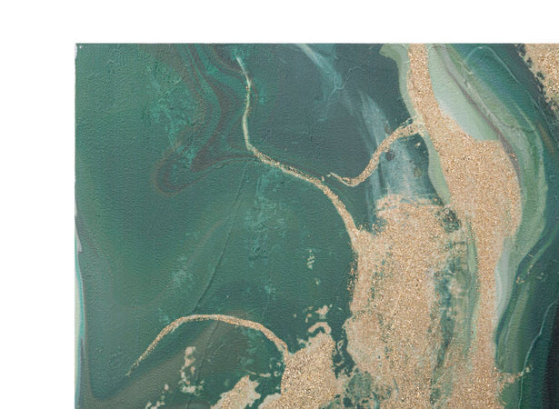 Dipinto su tela con sfumature verdi con telaio in legno per decorazioni ambienti